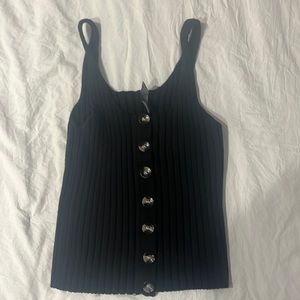 Alya black button down sleeveless sweater.